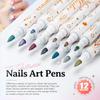 12Pcs/Set New Colorful Nail Art Graffiti Pen DIY Waterproof Drawing Pen Abstract Lines 3D Painting Liner Manicure Tool