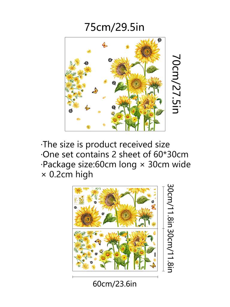 Sunflower Home Wall Paste Bedroom Living Room Sofa Corner Background Wall Decoration Wallpaper