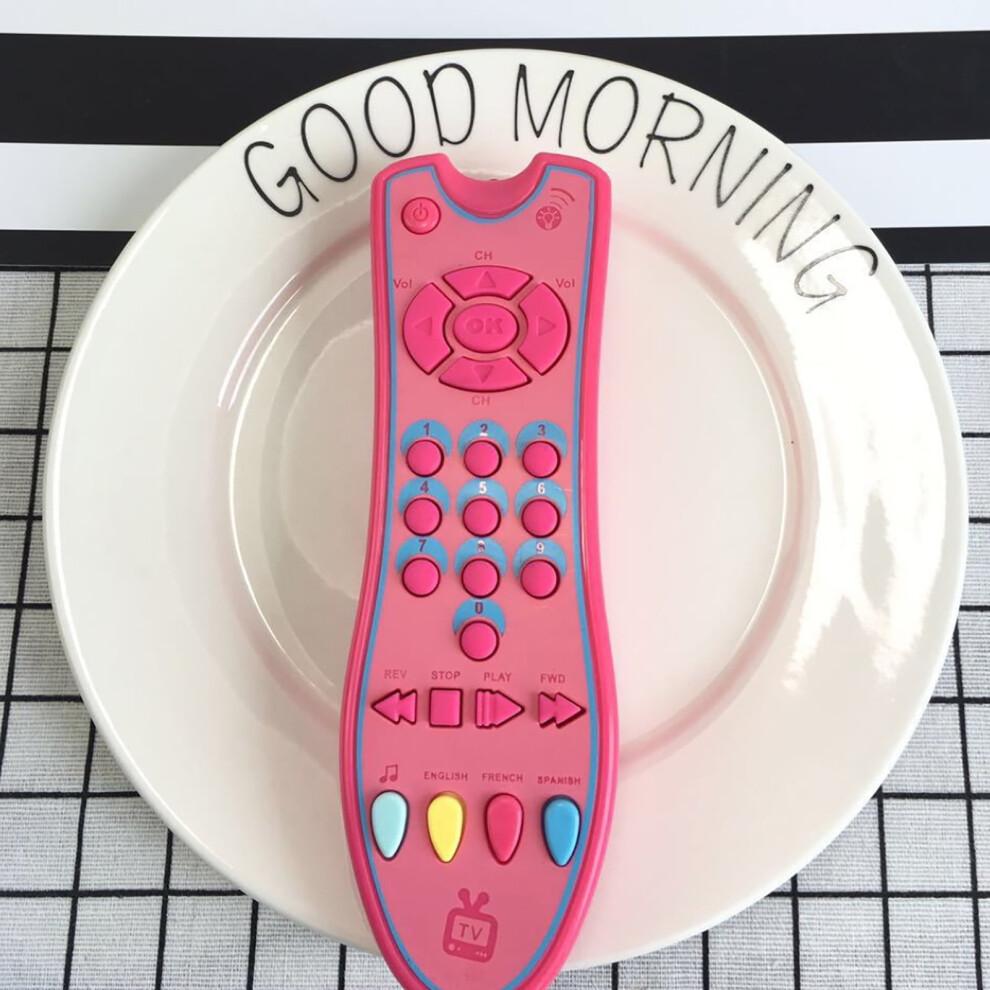 LEAQU Musikalisk TV-fjärrkontrollleksak för barn med ljus och ljud, Tidig utbildning Lärande fjärrkontrollleksak för 6 månader+ Småbarn Pojkar eller Flickor - 2 st, Grå