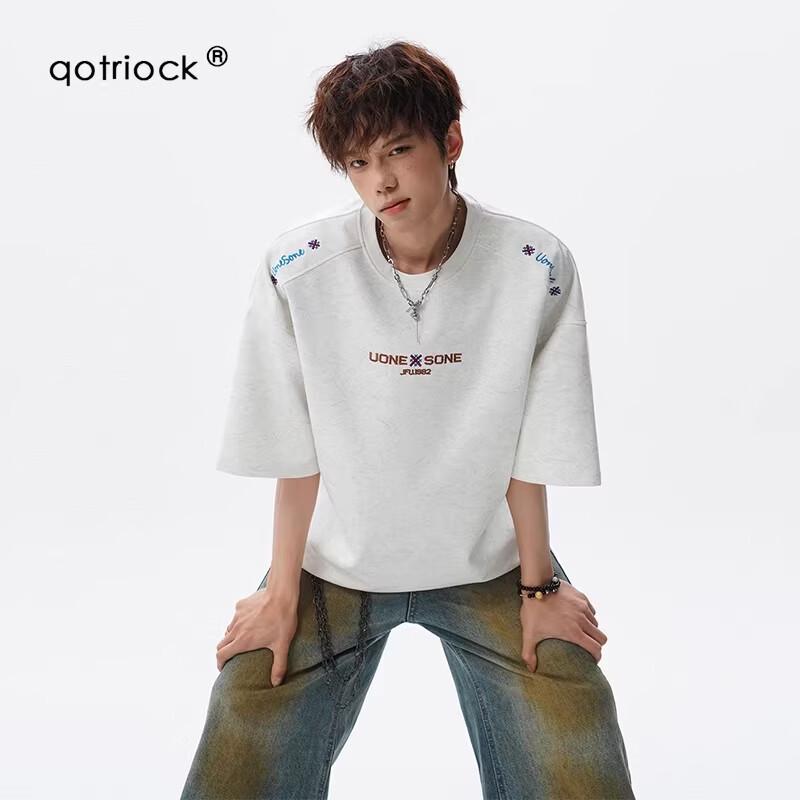 

QOTRIOCK Unisex Ethnic Embroidered Loose Fit T-Shirt XL