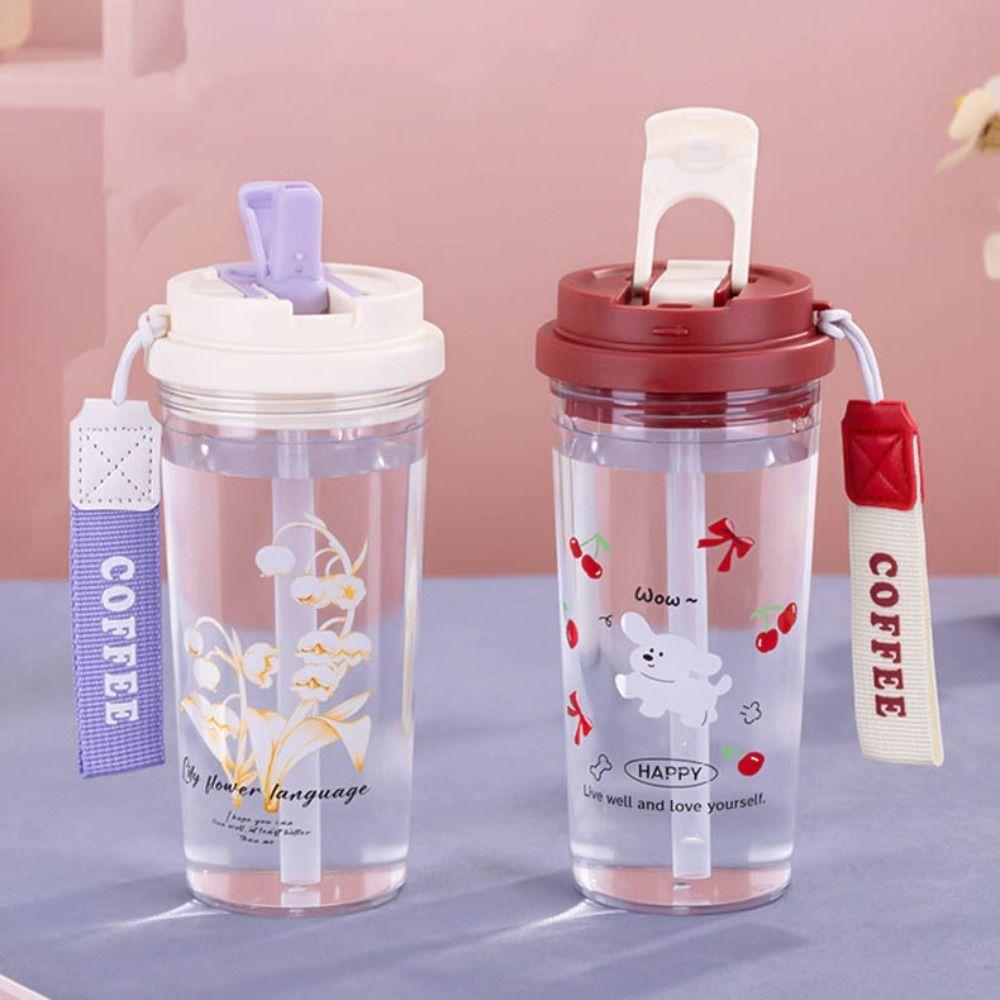 550ml Water Cup Leak-proof Coffee Cup Portable Plastic Cups  Student