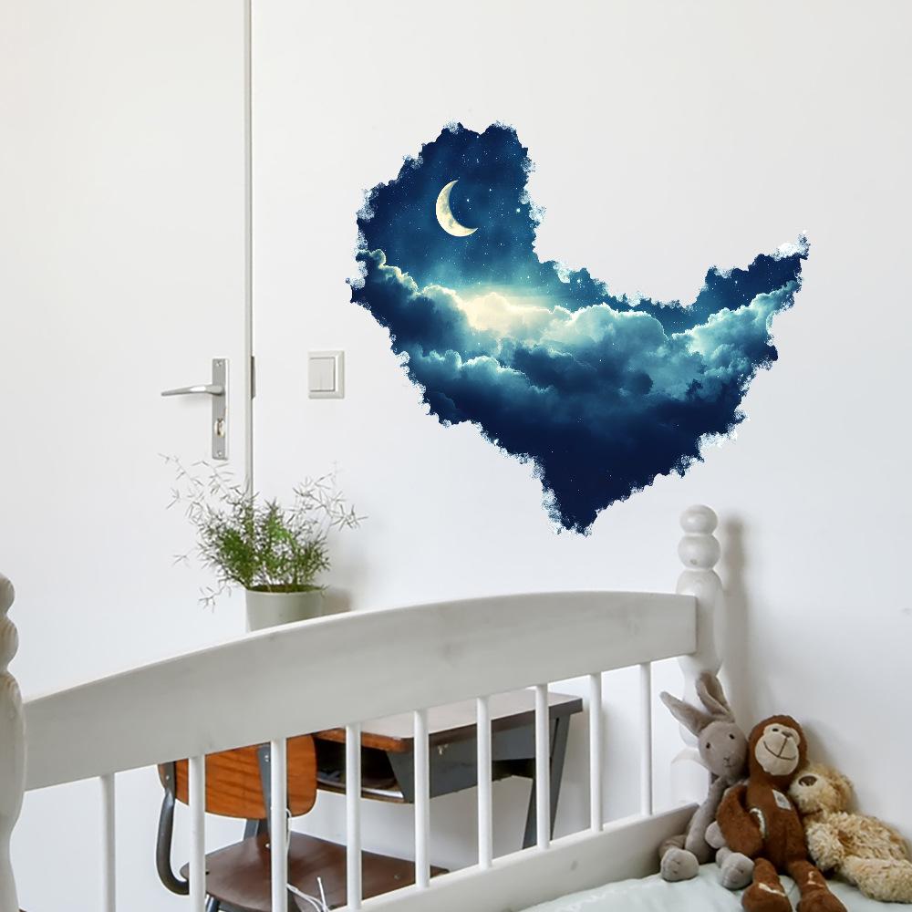 3D Rozbitá zeď Noční pohled Měsíční svit Měsíc Ložnice Obývací pokoj Domácí pozadí Zkrášlení Dekorativní nástěnná samolepka