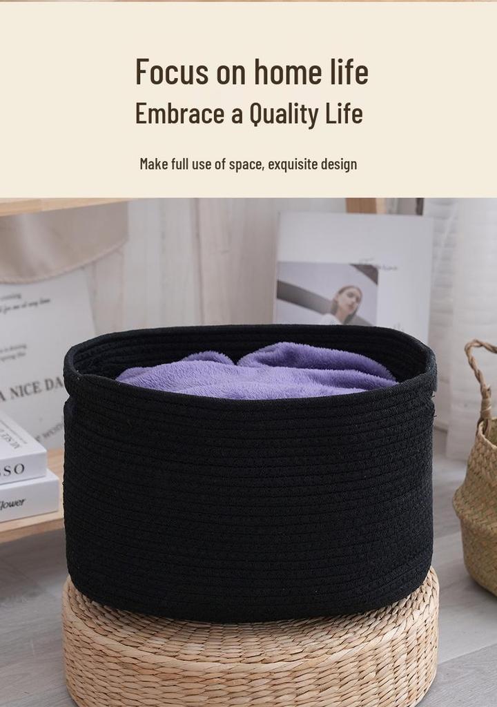 Large Cotton Rope Woven Basket for Living Room Storage - Ideal for Toys and Sundries