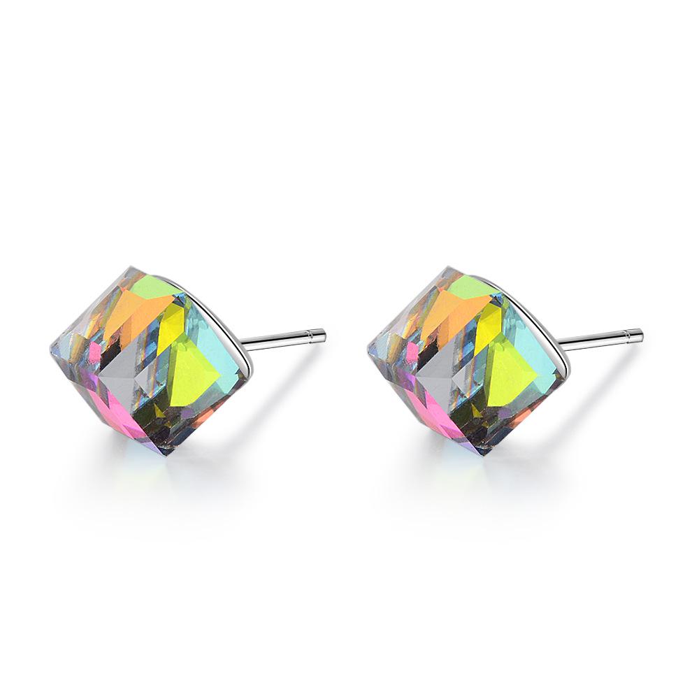 Aurora Crystal Sugar Cube Earrings - Colorful and Trendy Women's Accessories