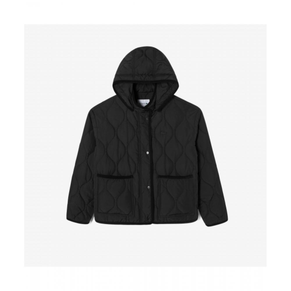 

LACOSTE Women s Cropped Wave Quilted Jumper [Black]