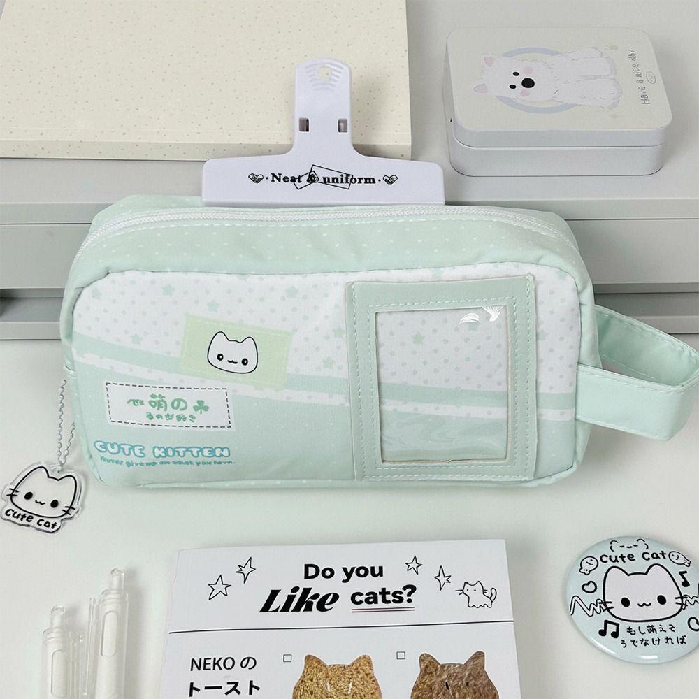 Handheld Pen Bag Star Kitten Print Stationery Bag Kawaii Stationery Pouch  School Supplies