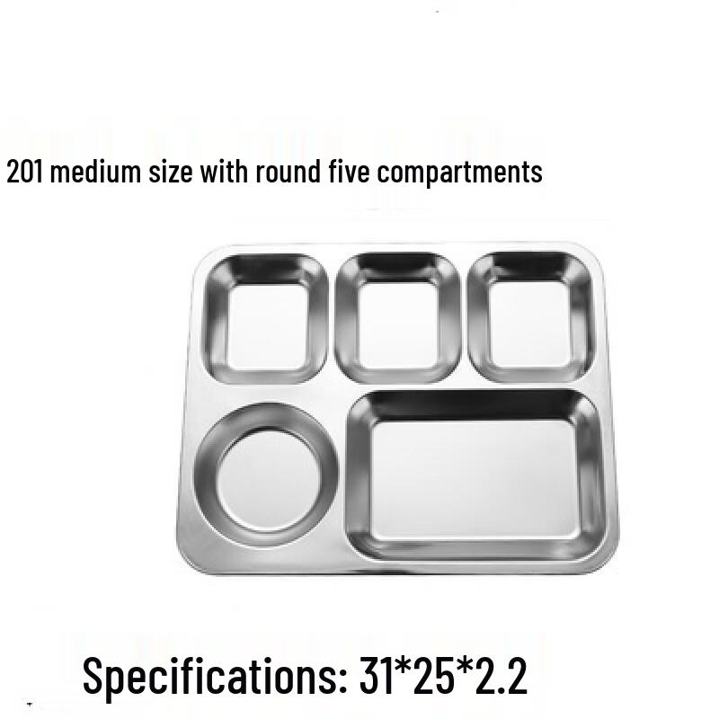 Morona Stainless Steel Round Five-Compartment Lunch Tray