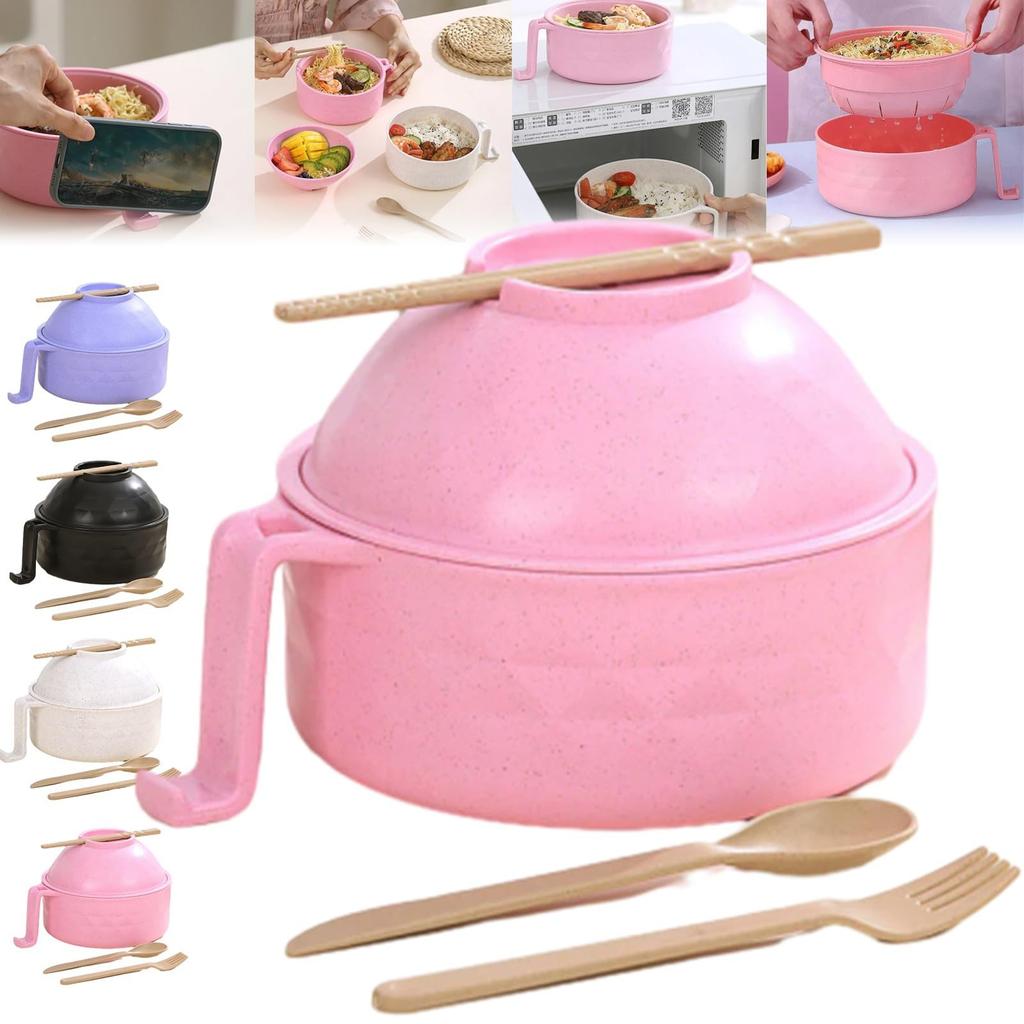 Instant Noodle Bowl Student Large Fiber Ramen Bowl Canteen Tableware Set Soup Six-piece Set