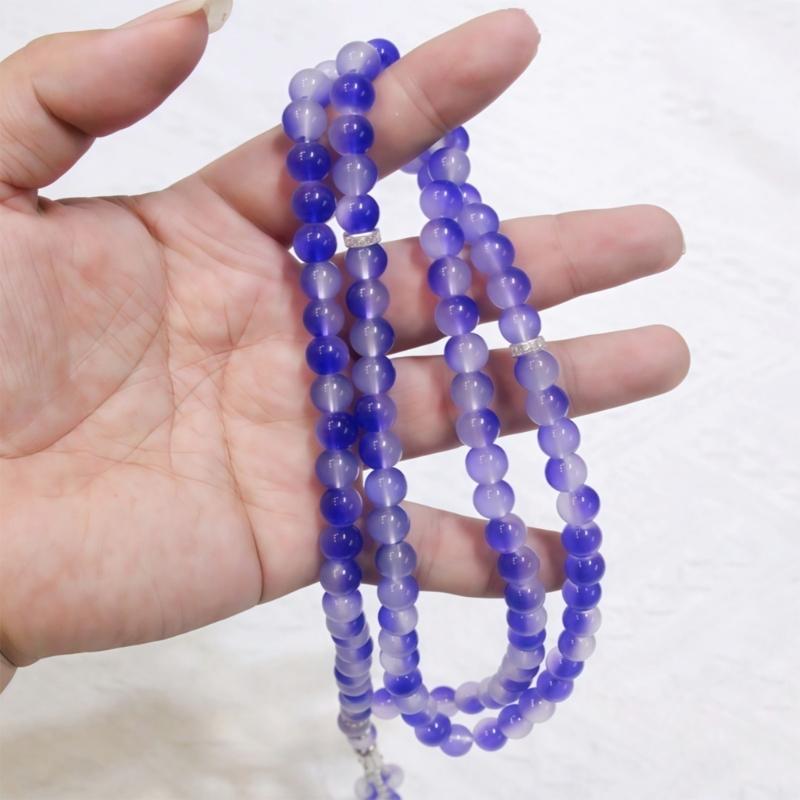 99 Beads Double Tone Simulated Agate Bracelet Lightweight Handmade Jewelry For Formal Event And Daily Wear