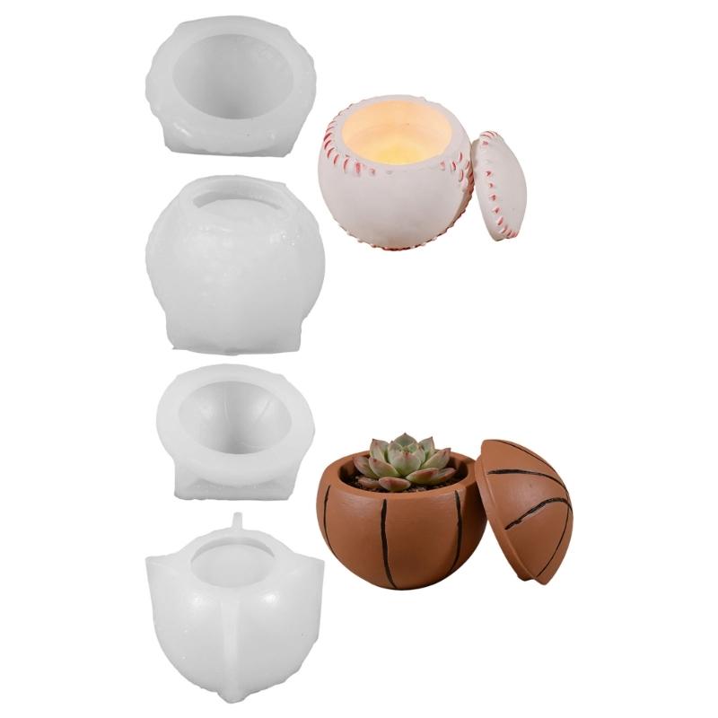 Basketball Baseball Silicone Candle Cup Molds For Handmade Candle Soap Concrete Planter Storage Box Making And Resin Art