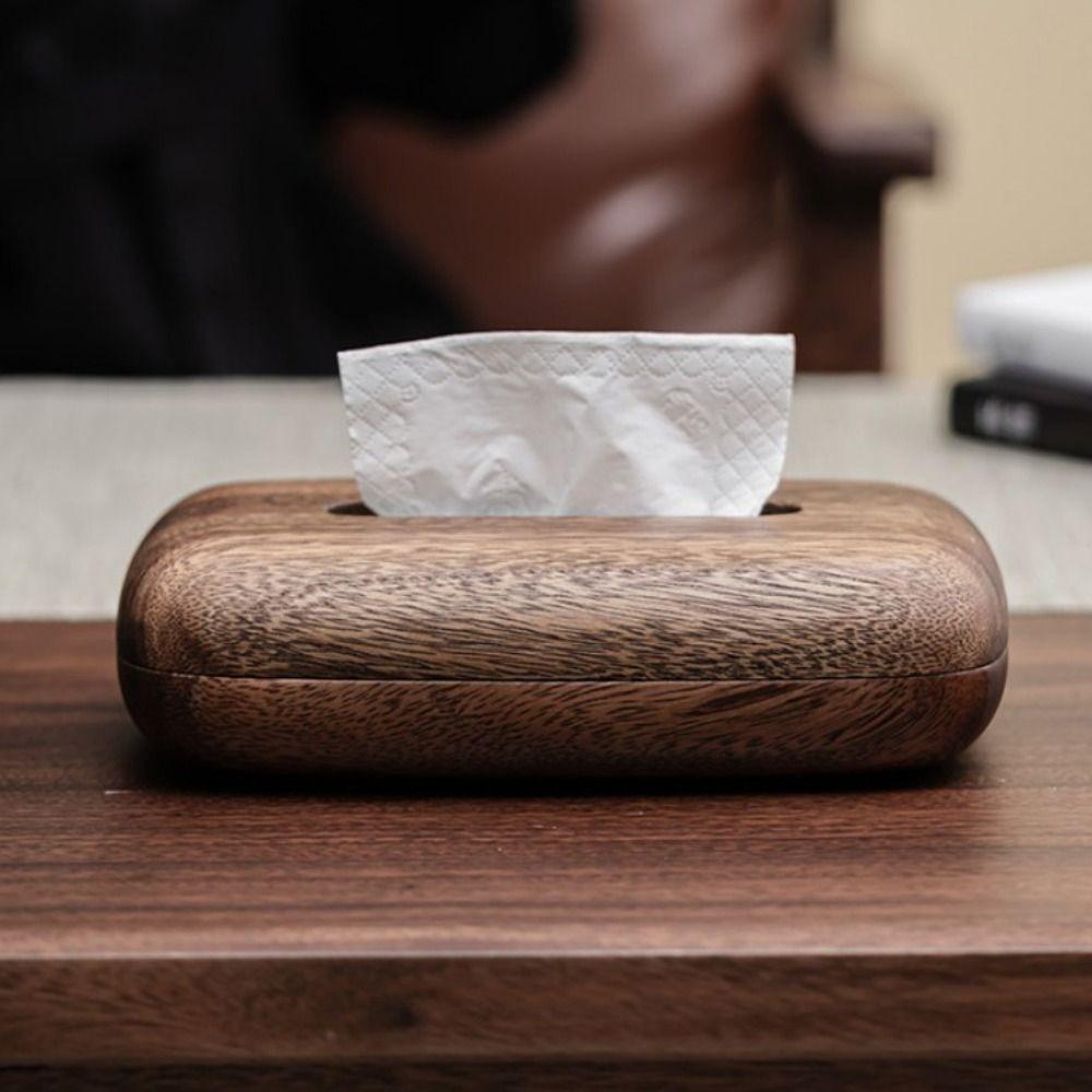Rectangular Walnut Tissue Box Smooth-surfaced Tissue Paper Holder Tissue Dispenser  Living Room