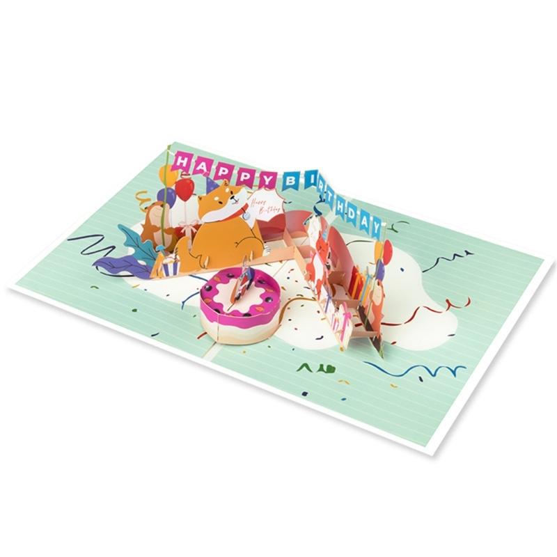 Animal Scene Greeting Card Happy Birthday Card with Matching Envelope Birthday Invitation For Anniversary Baby Showers