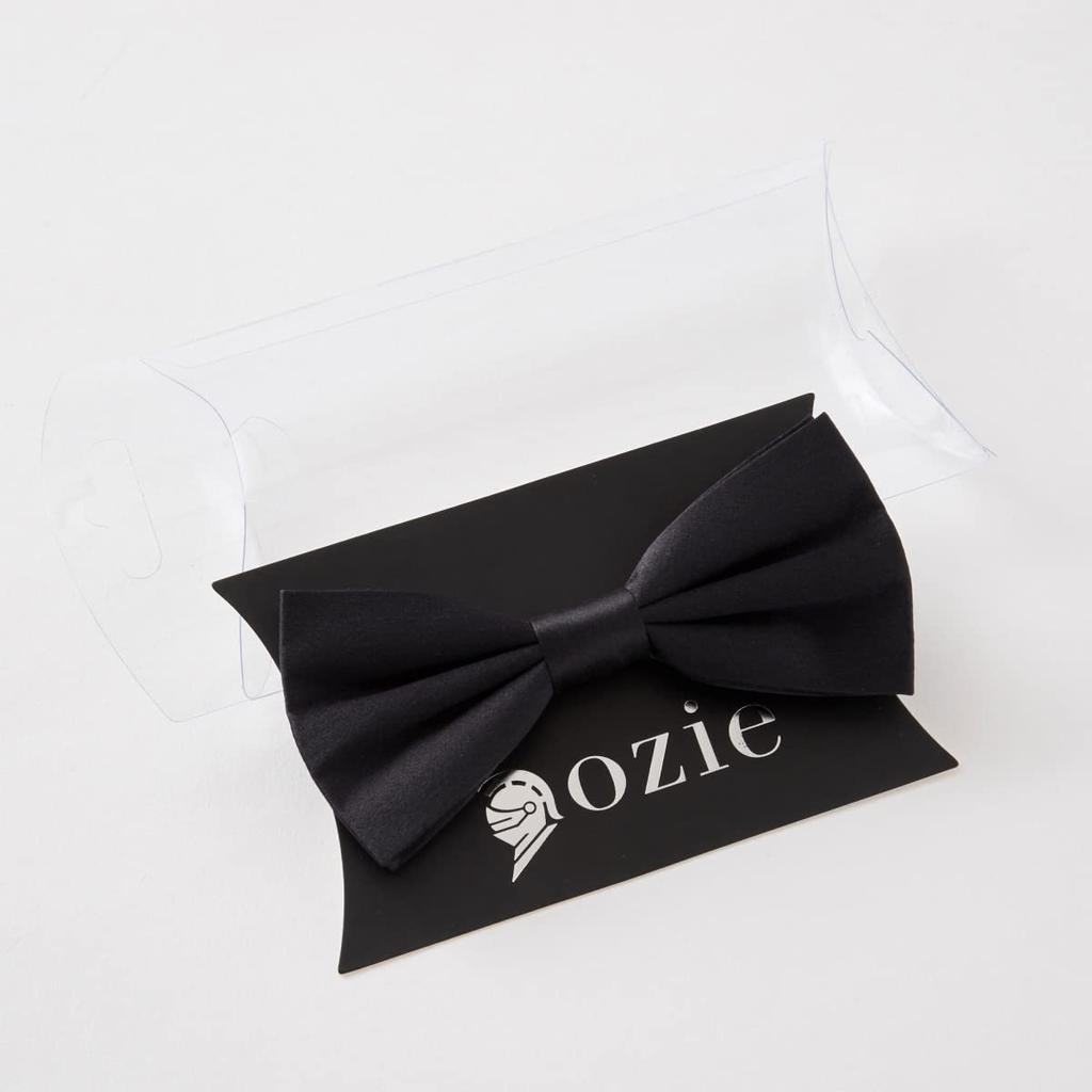[Ojie] Bow Tie, 100% Silk, Solid Color, Formal, Wedding, Reception, Ceremonial Occasions, Party, Tuxedo, Black