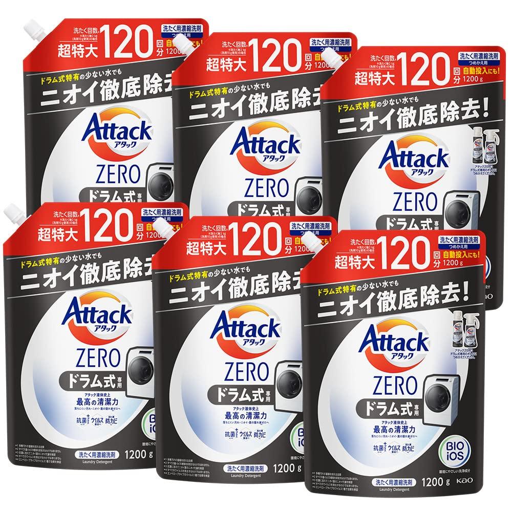 

Жидкое моющее средство для стирки Attack ZERO Attack Liquid, лучшая очищающая способность в истории, сменный блок барабанного типа 1200 г x 6 шт. [Коробочные продажи]