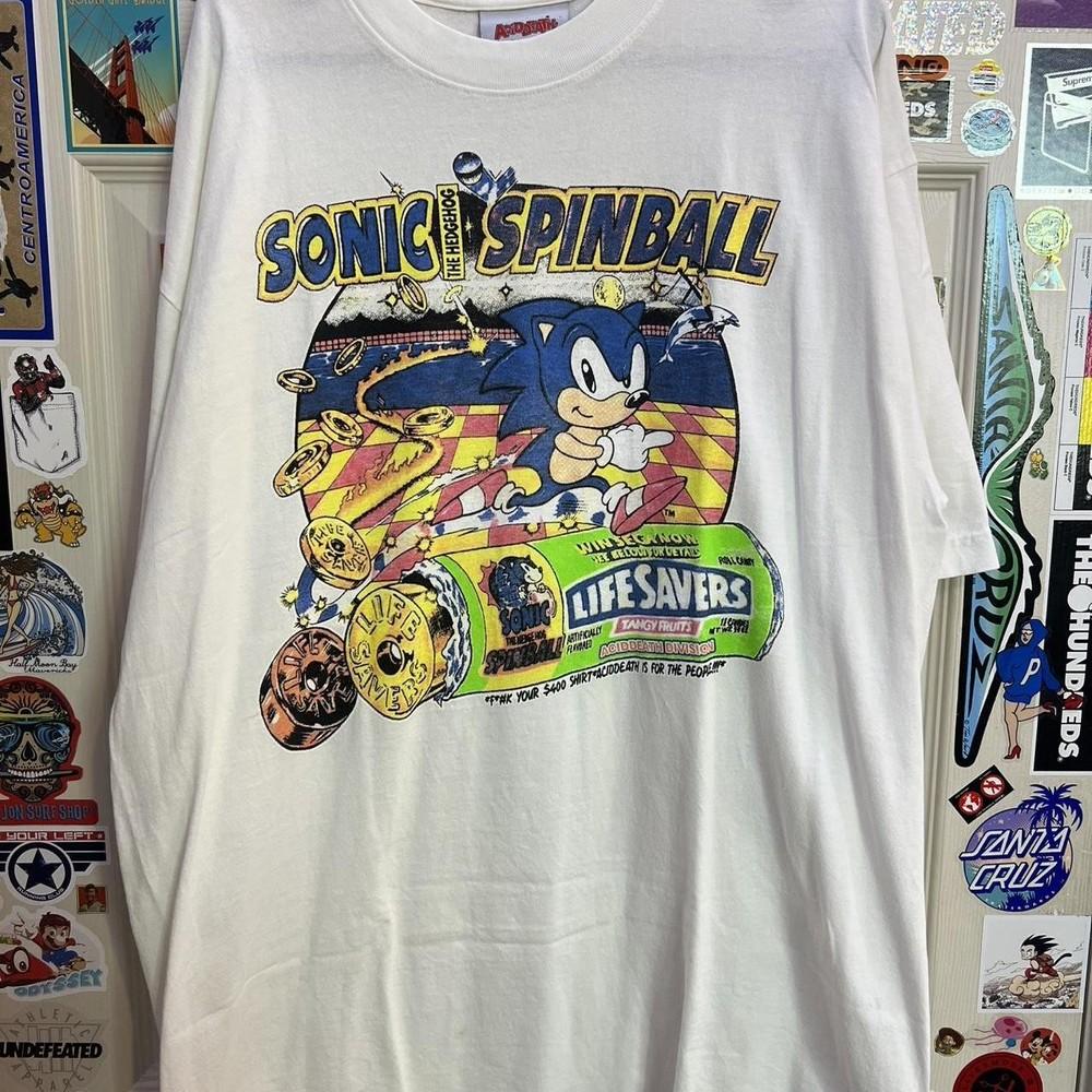 

Sonic the hedgehog Spinball Retro Style White T shirt Remake Design NH25382 Unisex T-Shirt L