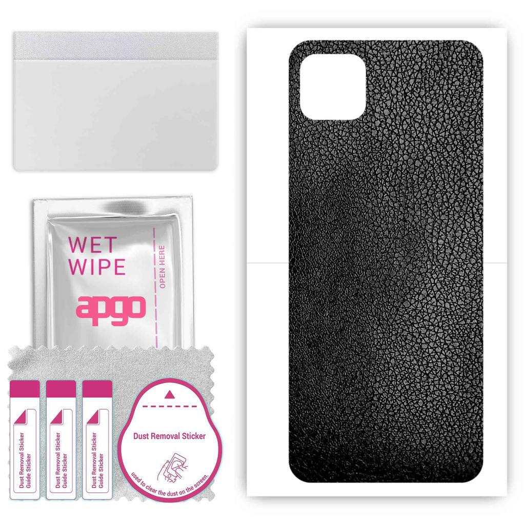 apgo Protective Skin Sticker for the back compatible with Samsung Galaxy Wide5, Wrap Film, Foil, Vinyl - Pattern Black Leather