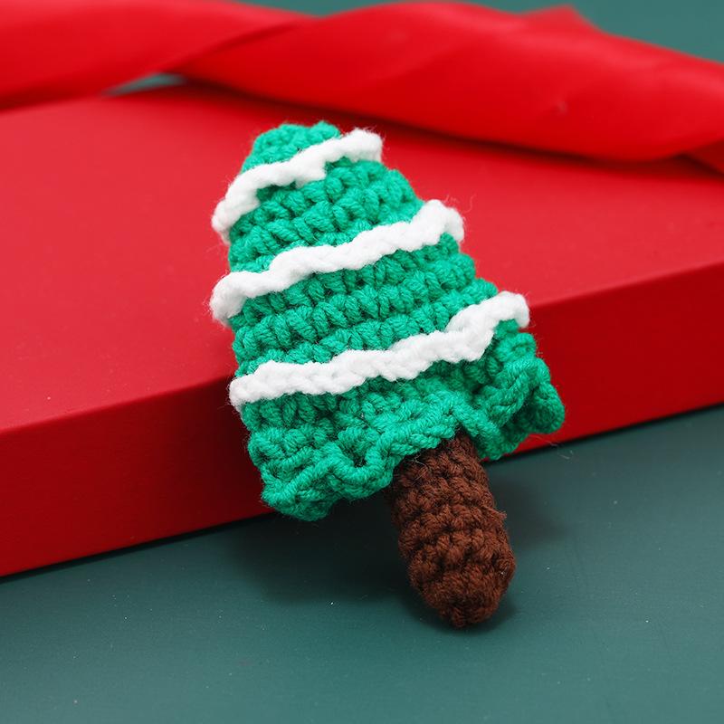 

Вязаная брошь ручной работы Рождественская брошь в виде елки конфетного цвета Милая креативная декоративная брошь Аксессуары для свитера Женская зелёный