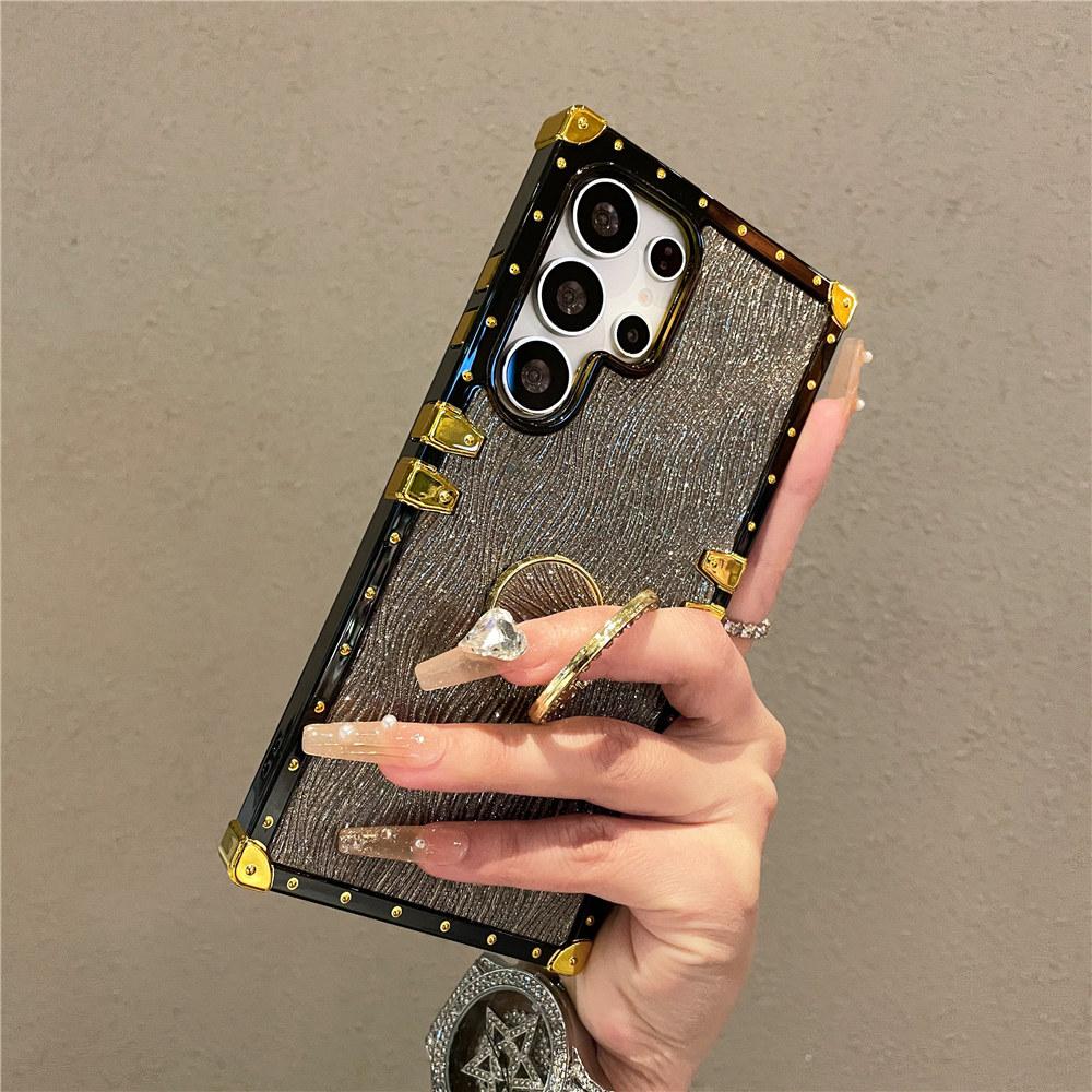 Luxury Ring Stand Case For Samsung Galaxy S25 Edge S24 S23 Ultra S24FE S25Plus Bracket Bling Cover Fundas