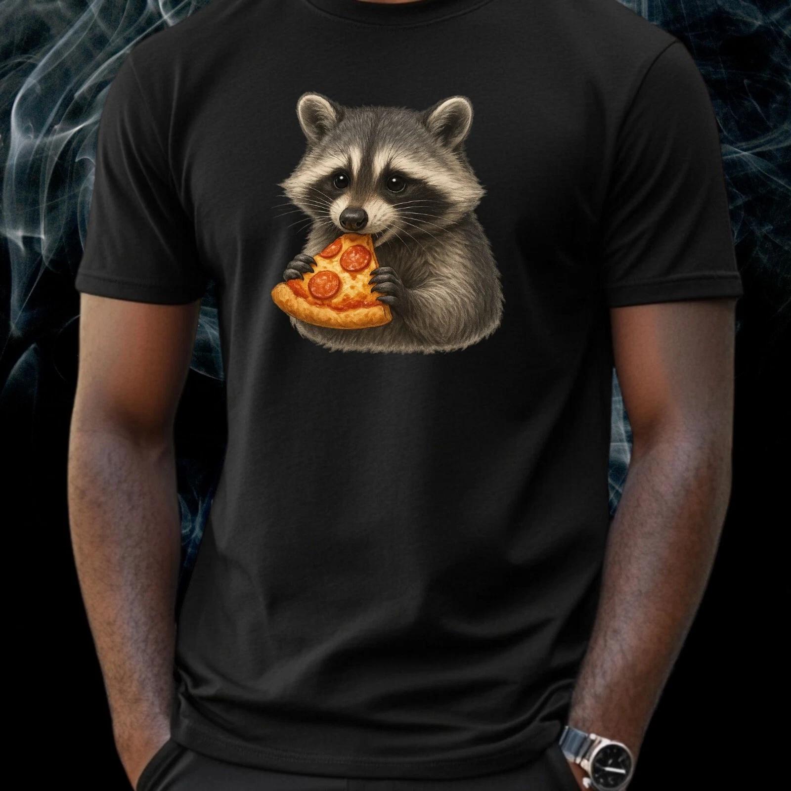 T-Shirt Waschbär isst Pizza – Lustiges Tier-Motiv für Pizza-Fans, Geschenkidee XXXXL