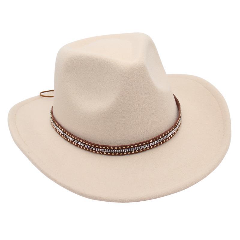 Wide Brim American Style Top Hat Western Cowboy Hat Jackson Jazz Hat Rivet Felt Hat Tibetan Style Woolen Hat Men And Women