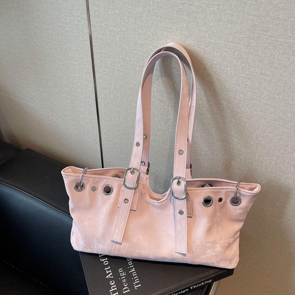 Korean Style Matte PU Tote Bag Solid Color Underarm Packs Fashion Large Capacity Handbag  Girls