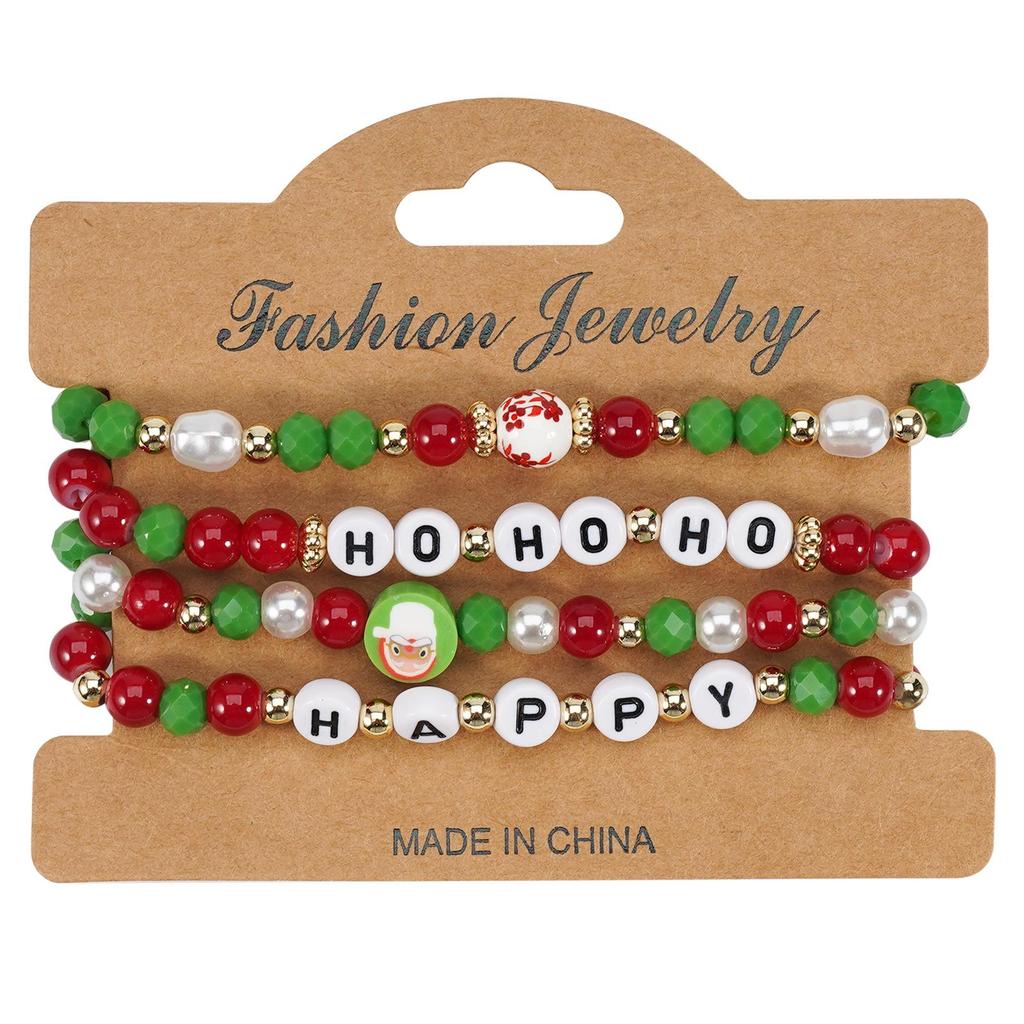 Festive Love Christmas Crystal Beaded Bracelet