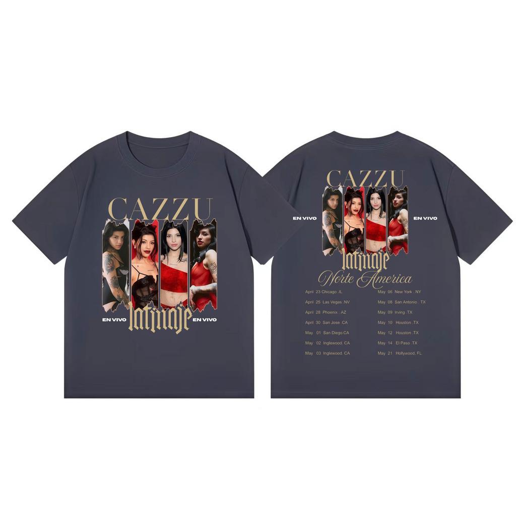 Cazzu Latinaje Tour 2026 Merch Tshirts Unisex Women Fashion Aesthetic Short Sleeve Tshirt High Quality Cotton Oversized T Shirts