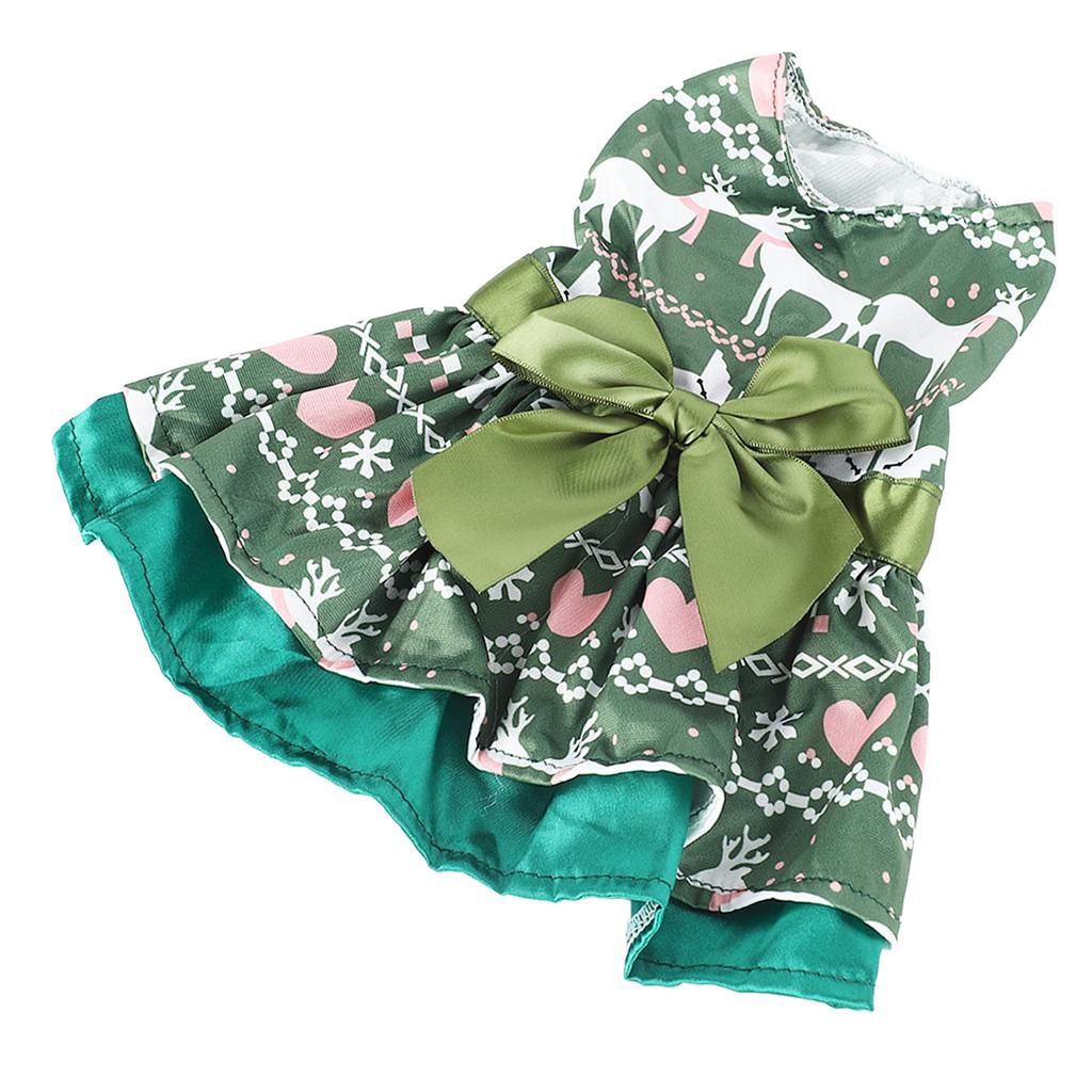 Dog Dress Fashion Cute Christmas Theme Heart Deer Pattern Puppy Summer Dress for Christmas Party