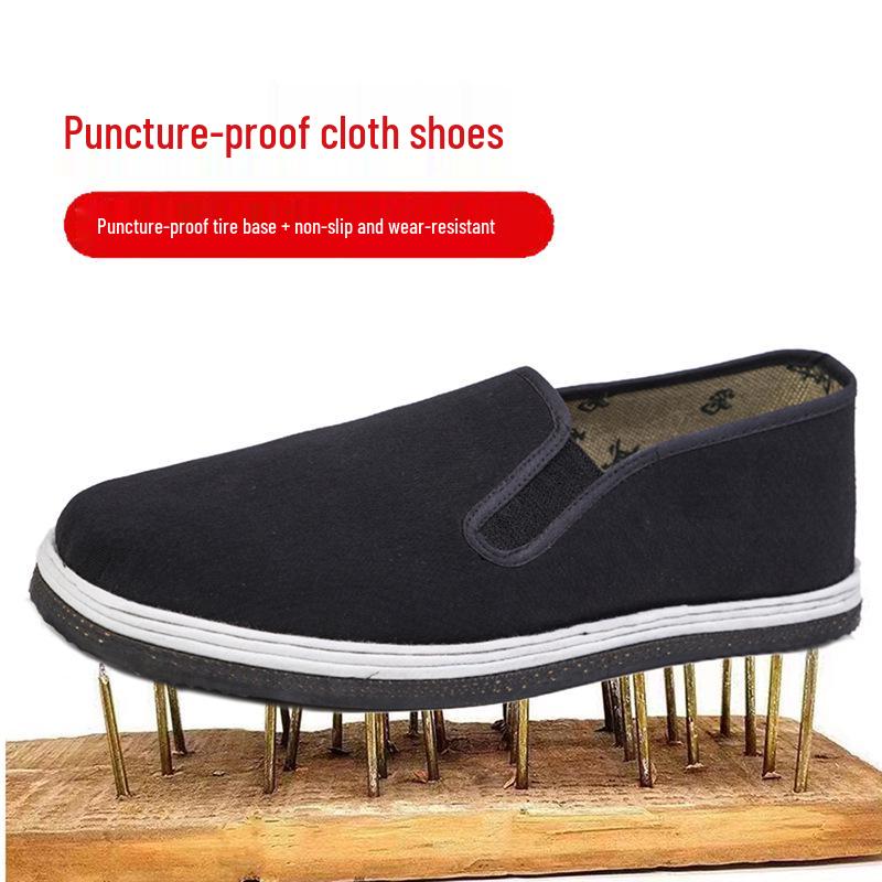 Herren Slipper Arbeitsschuhe mit dicker Sohle aus Stoff mit Tausendschicht-Schutz