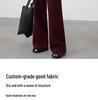 Women's Wide-Leg Wine Red Cotton Jeans - High Waist, Loose Drape, Casual for Autumn/Winter, Japanese Korean Style