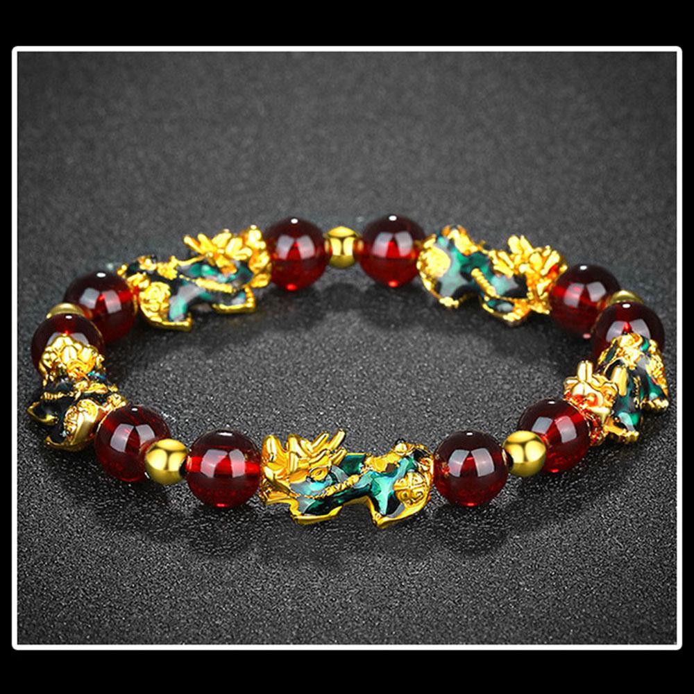 Obsidian Stone Beads Pixiu Men Attract Wealth Bracelets Thermochromism Good Luck Bangle Wristband