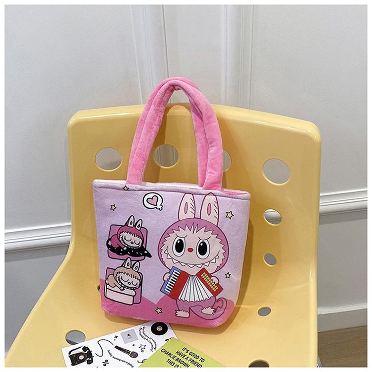 Snack bag portable office worker portable handbag Labubu bucket bag cute hand-held lunch bag