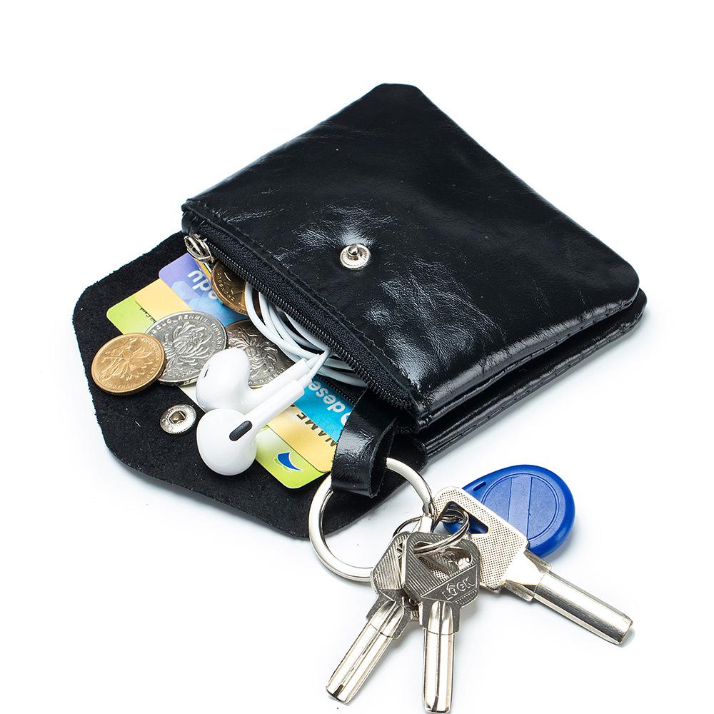 

New creative retro oil wax leather small wallet, mini simple European and American style change bag, card bag, small coin bag чёрный