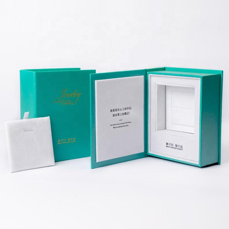 Custom Logo Bible Book Shaped Leather Filled Paper Jewelry Box Ring Earring Pendant Necklace Velvet Packaging Box