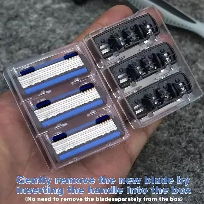 Men's Manual Razor Safety Razor 6-layer Stainless Steel Hair Removal Knife Replaceable Razor Head Razor Tools