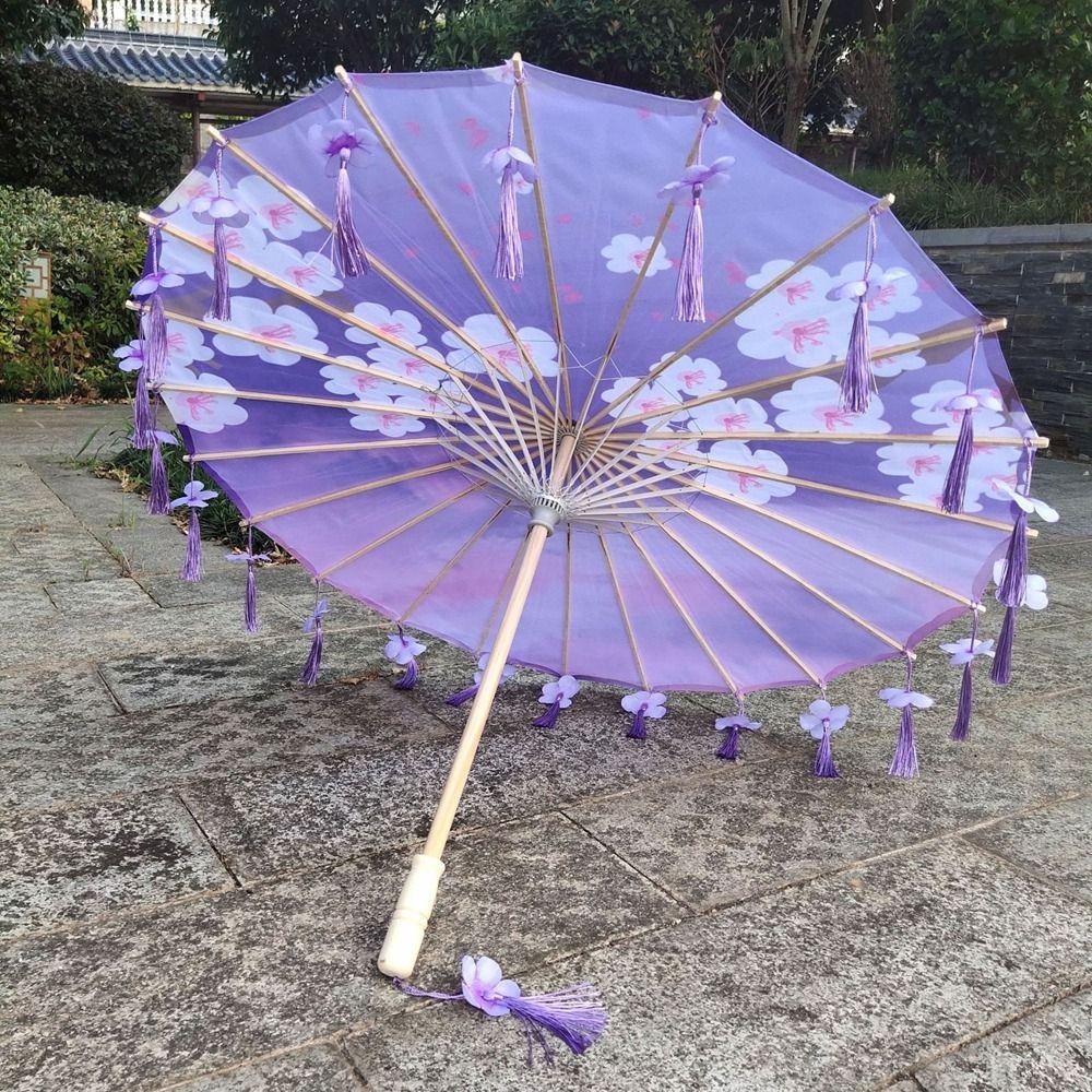 Embroidery Tassel Decorative Umbrella Large 82cm Ribbon Umbrella Flower Girl Umbrella Photo Prop