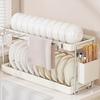 2 Tier Countertop Dish Draining Rack Organizer Kitchen with Drip Tray Space Saving Drainer