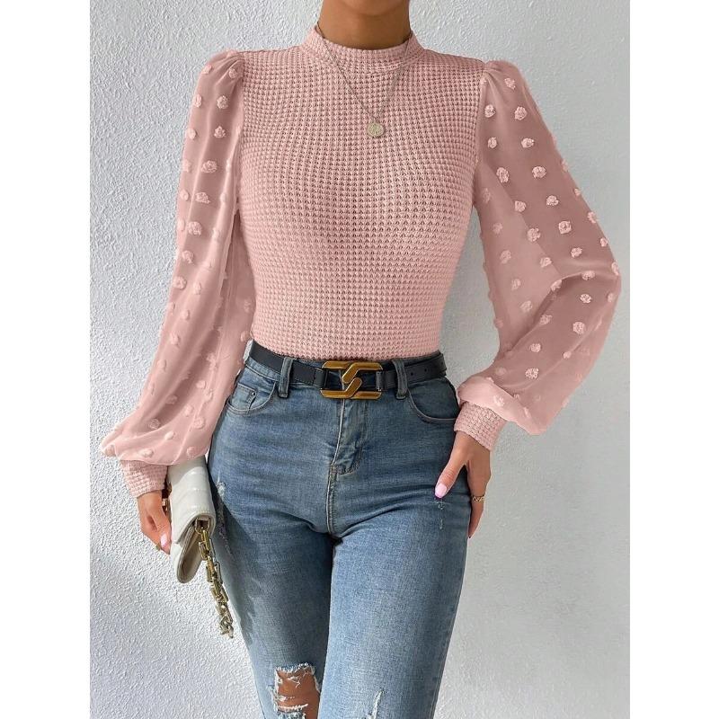 

Осень-зима женский вязаный свитер модный круглый вырез пэчворк с длинными рукавами женская одежда футболки женские XL розовый