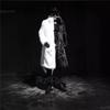 Men Two Tone Faux Fur Long Coat Open Front Fluffy Warm Winter Luxury Plush Overcoat With Pockets