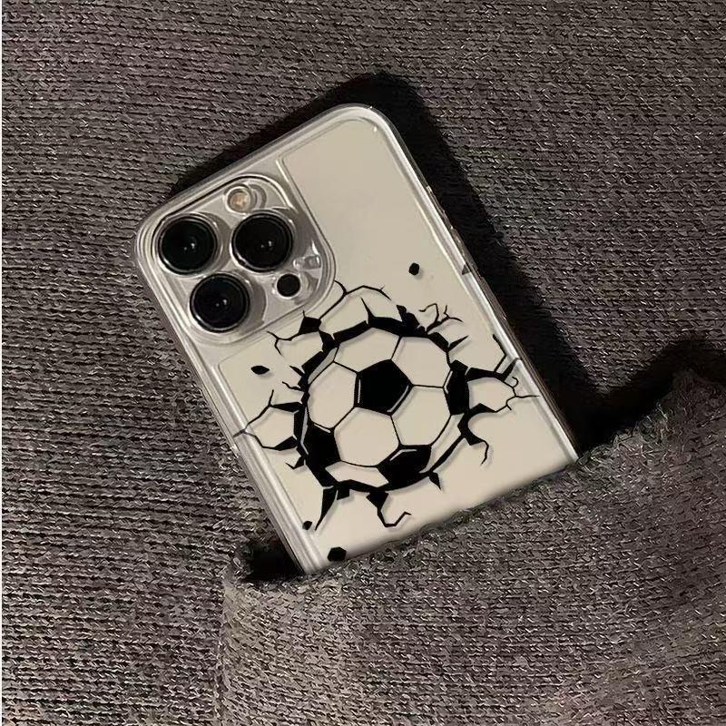 Silver European Style Football Phone Case for Apple 16 Pro Max/15 Plus/13/12/11