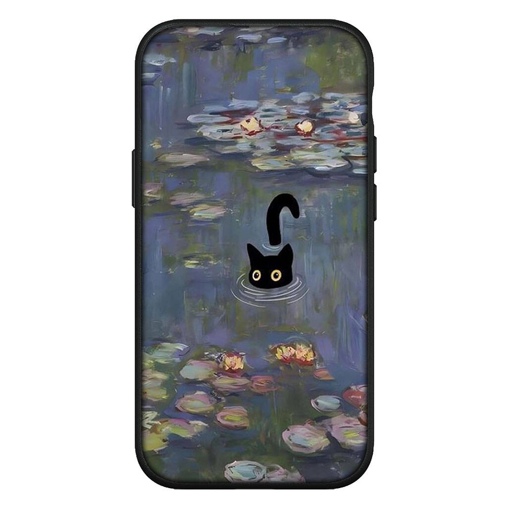 Cover for iPhone 17 16 15 Xiaomi Poco Redmi Note 14 13 12 11 Pro Max Samsung Galaxy S25 S24 OPPO Huawei Claude Monet Waterlily Cat Pattern Phone Case