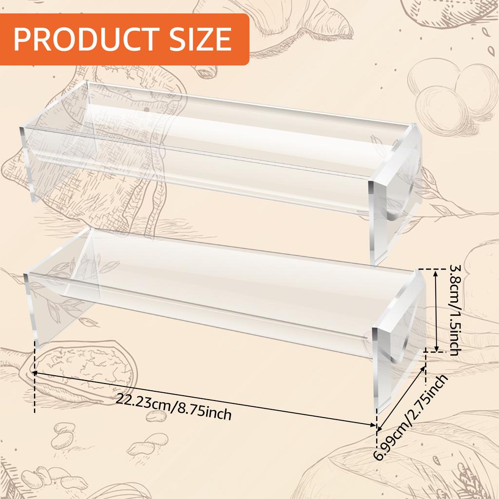 2Pcs Acrylic Food Display Stands Rectangular Clear Cracker Holder for Wedding Home Party Events Serving Snacks Donuts Bread