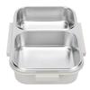 Stainless Steel Lunch Box Container Sealed Odorproof 2 Compartment Portable Square 1.2L Grey