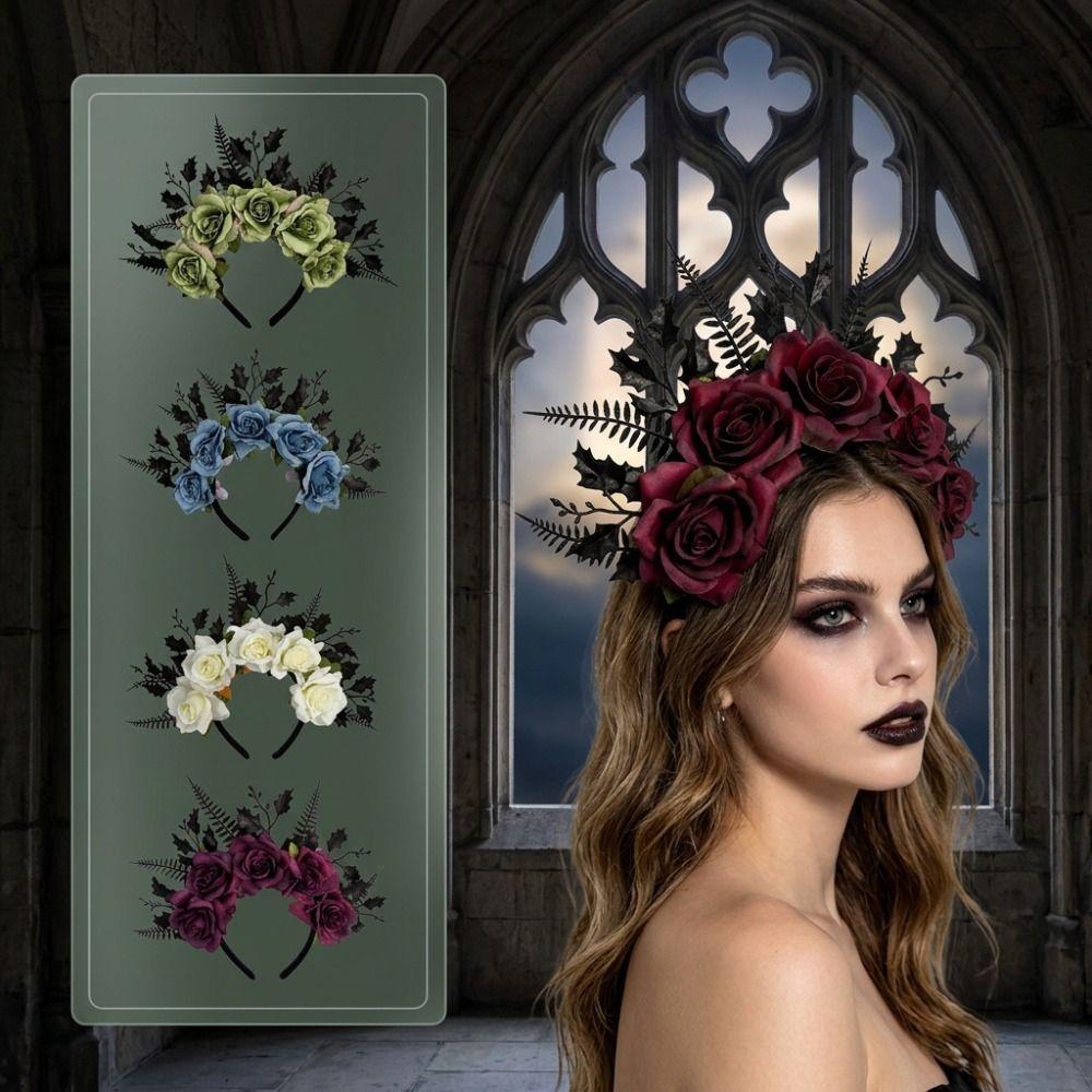 Vintage Artificial Flower Headband Simulated Crown Hair Hoop for Gift Hair Accessories