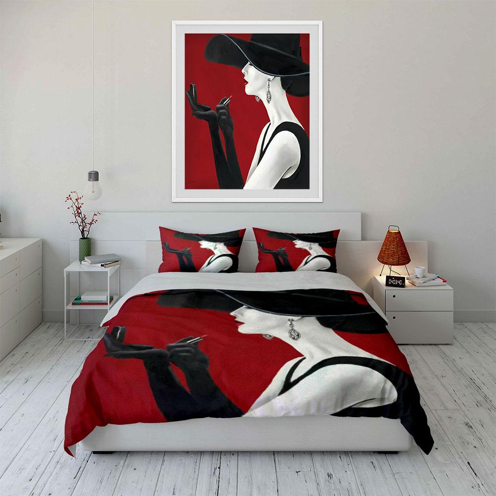 Elegant Lady Themed Art Print Bedding Set, Multiple Sizes Kid'S And Adults' Bedroom Exquisite 3Pc Bedding Set, Gift