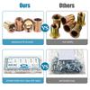 160pcs Boxed Galvanized Carbon Steel Flat Head Threaded (6 Sizes)
