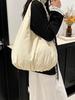 Cedar Eight Large Capacity Boat-Shaped Balloon Bag, Lightweight Canvas One-Shoulder Bag, A4 Compatible, Mother's Bag (White)