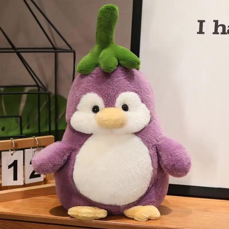 Plush Eggplant Penguin Toy With Pp Cotton Filling For Kids And Teens Comfort Gift