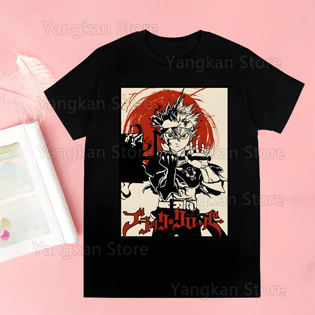 Black Clover Anime Manga Asta Yuno Trička Letní Ležérní Vintage O-výstřih Nadměrná Velikost Oblečení pro Pár Streetwear Y2k Topy