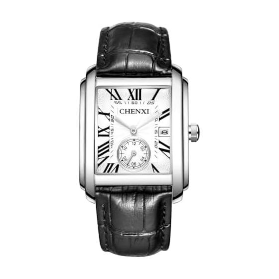 Watch Men s Leather Belt Calendar Antique: Square Roman Analog Display 3ATM Waterproof Stylish Quartz Watch Black Business Casual Men s Fashion